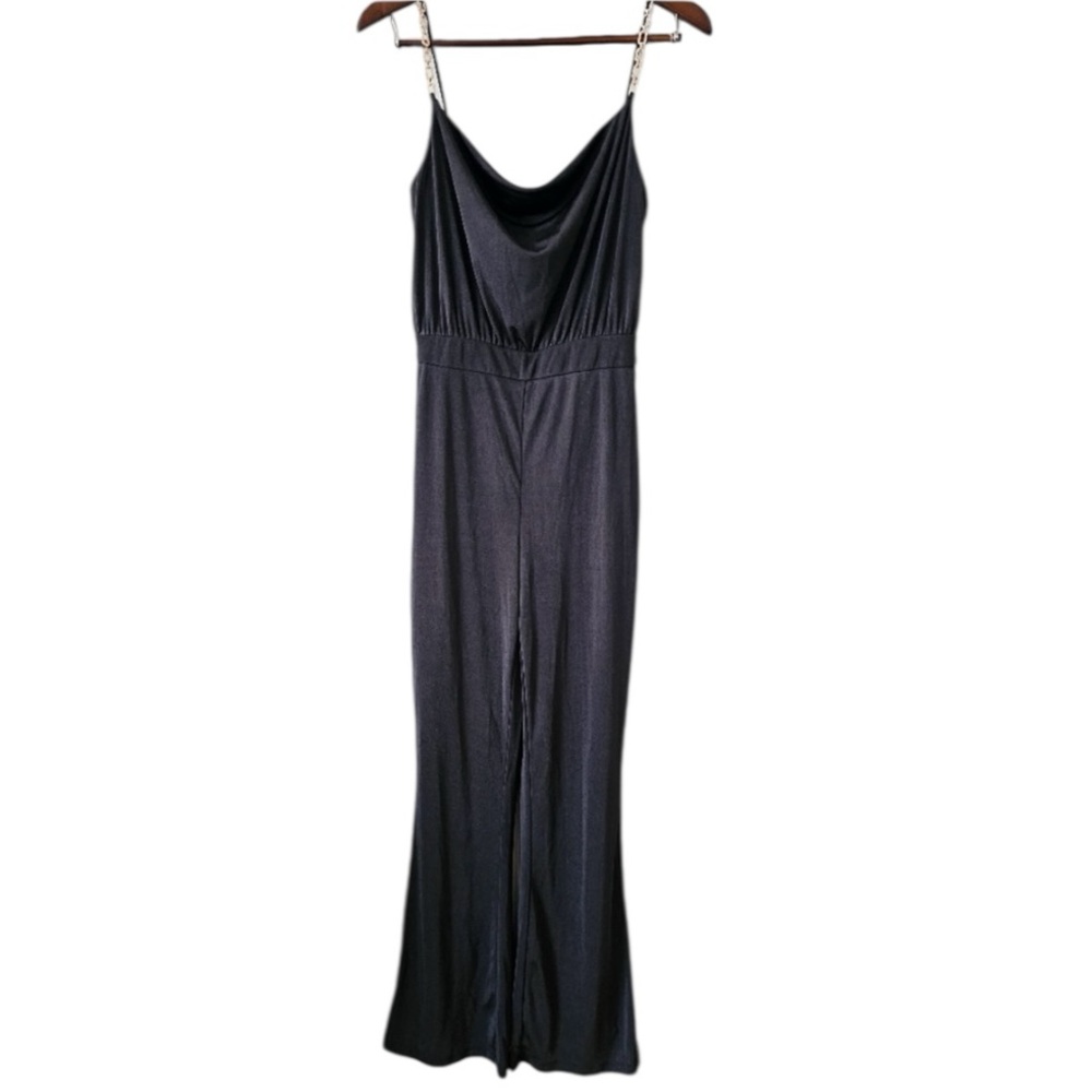 Jason Wu Emmett Black Cowl Neck Jumpsuit Size M Jewel Straps Dressy - Picture 4 of 13